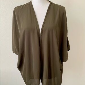 Bottlette Olive Green Sheer Blouse 3 XL